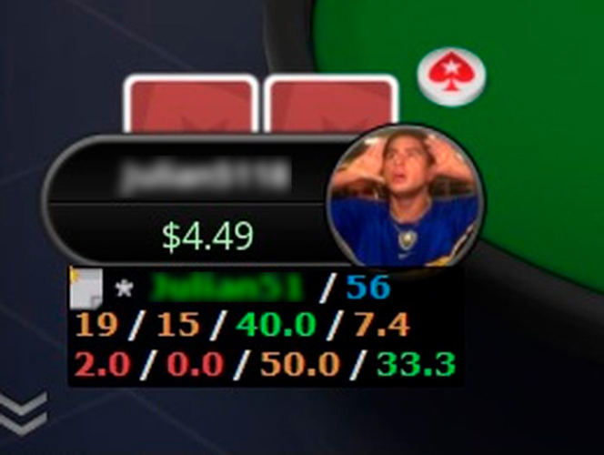 HUD за столом PokerStars