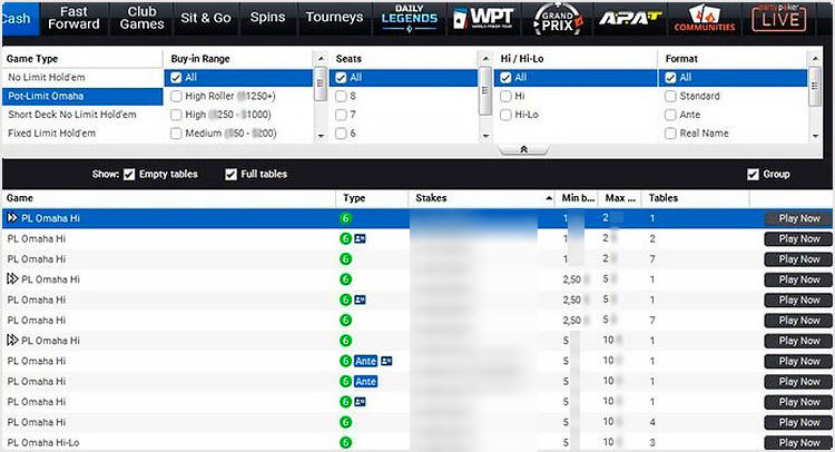 Лобби partypoker 