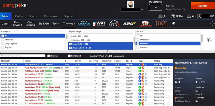 Лобби partypoker