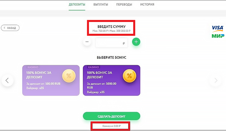 Пополнение. Экран 1