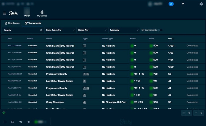 Расписание турниров